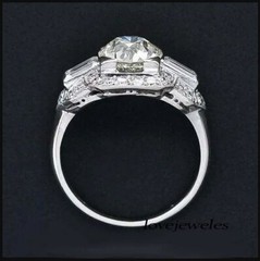 Art Deco Vintage 3CT Round Lab-Created Diamond Engagement Ring 14K White Gold FN