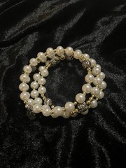 Vintage Faux Pearl Sterling Silver Coil Rosary Bracelet