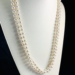 Vintage Elegant Classic Faux Pearl Very Light Grey Hue Long 53″ Necklace