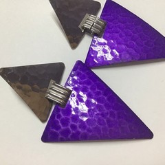 #2 Vintage Retro Drop Dangle Purple Silver Toned Earrings from USA seller