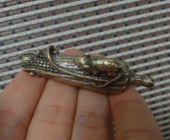 Solid Brass Mouse on Corn Statue Pendant Vintage Style Bag Charms Gift for Her