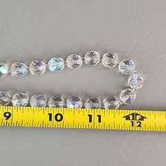 Vintage AB Glass Beaded Necklace Round Faceted Aurora Borealis 24″