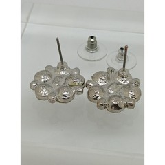Vintage 1990s Swarovski Crystal AB Cluster Stud Earrings Silver Tone Flower NOS
