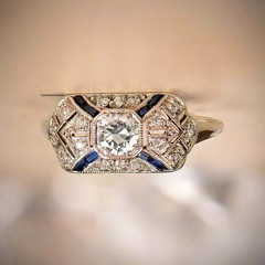 Art Deco European Style 2Ct Lab Created Diamonds Wedding 14K White Gold FN Ring