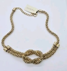 Talbots Love Knot Collar Necklace Gold Tone 21 in Chunky Modern