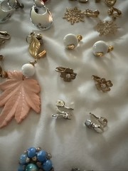 Lot of 50 Pair Vintage Costume Clip On Earrings Various Sizes & Shapes