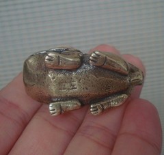 Solid Brass Pixiu Lucky Beast Statue Charm Pendant Vintage Style Bags Ornament