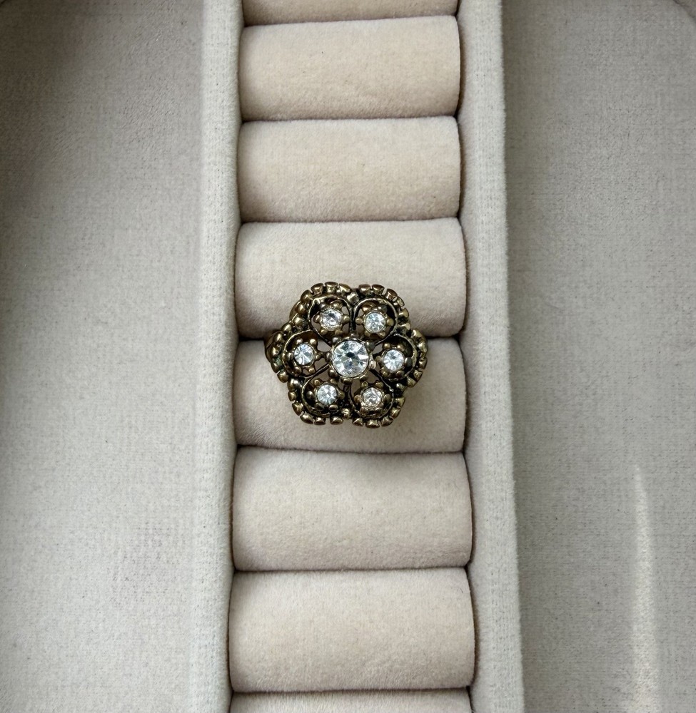 Vintage Victorian-Style Rhinestone Cluster Ring Size 5.5
