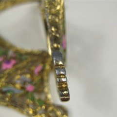 Enamel Floral Dangle Pendant Necklace 21 in Goldtone Multi Strand Chain Vintage