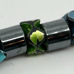 Vintage Retro Hematite Magnetic Stretch Bracelet Colorful Painted Accent Beads