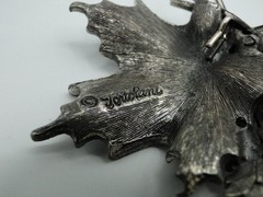 Vintage MCM Tortolani Silver Plated Pewter Maple Leaf & Wheat Pendant (Large)
