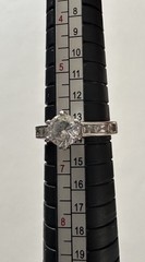 Vtg Sterling Silver 6.4mm Cubic Zirconia w/ CZ Accents Ring Size 6 R39