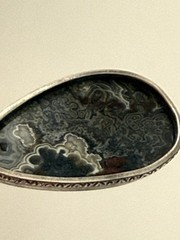 Vintage Crazy Lace Agate Pendant Natural Stone Sterling Silver Cabochon