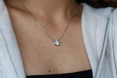 3CT Round Cut Lab Created Diamond Woman Surprise Pendant 14k White Gold Plated