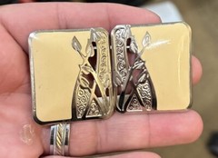 Vintage Silver Tone Enamel Signed Berebi Post Earrings Leaf