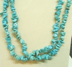 VINTAGE SOUTHWEST N A 2 STRAND TURQUOISE NUGGET NECKLACE–PRICE REDUCED—