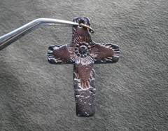 Poppy Flower Cross Military Vintage Lightweight Wood Bracelet Charm Pendant 1.6g