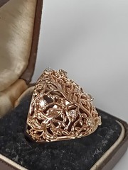 Vintage 1990-s 14 Ct Rolled Gold Zircon Ring Size UK P US 7 3/4 – Hallmarked!