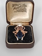 Vintage 1990-s 14 Ct Rolled Gold Sapphire Ring Size UK P US 7 1/2 – Hallmarked!