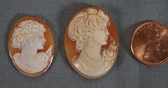 Lot of 2 Antique Cameo of Beautiful Girl Lady