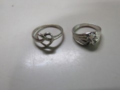 Vintage Baby / Infant Rings – Sterling Heart is Marked – no mark on other – 2 pc