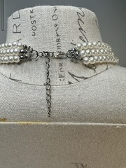 Vintage Necklace White Gray Ombre Triple Strand Graduated Faux Pearls Classic