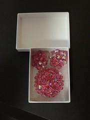 Vntg Brooch & Clip-on Earrings, Pink Aurora Borealis Crystal, Wired, Silver-Tone