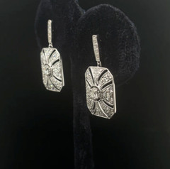 Milgrain Vintage Drop Earrings 2.6 Ct Lab Created Diamond 14K White Gold Over