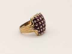 Vintage Gold over 925 Sterling Silver Ruby Pavé Ring Sz 9