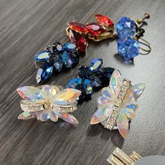 Rhinestone Earring Jewelry Lot – Vtg Rhinestone Earring Lot – Czechoslovakia