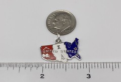 Vintage Griffith Sterling Silver Enamel UNITED STATES OF AMERICA USA Map Charm