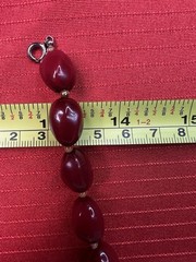 VTG Necklace L:20″ (50 cm) W:0.5″ (12mm) Red Wine Oval Plastic Spring Ring Clasp