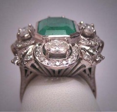 4Ct Green Emerald Simulated Diamond Retro Style Wedding Ring 925 Sterling Silver