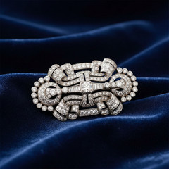 Round & Baguette Cut CZ Stone Victorian Edwardian Wedding Elegant Brooch For Her