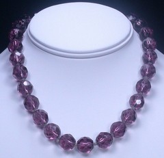 Art Deco Czech Amethyst Glass Bead Necklace