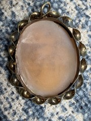 Antique Victorian Gold Filled Shell Cameo Rebecca At The Well Pendant 1870s