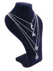 Chic Trendy Boho Multi-Strand Chains Silver Tone Moon Elephant 20-26″ Necklace
