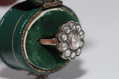 New Made 14k Gold Top Silver Natural Rose Cut Diamond Decorated Ring