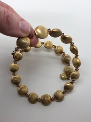 rare Vtg 60s House of Joy NYC Neck Wire Necklace gold tone satin Metal beads