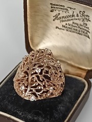 Vintage 1990-s 14 Ct Rolled Gold Zircon Ring Size UK P US 7 3/4 – Hallmarked!