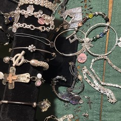 Jewelry Fashion lot Eclectic Silver Tone Vtg Modern Necklaces Bracelets Bulk