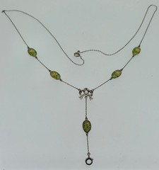 Spectacular 14K White Gold Platinum Enamel & Rose Cut Diamond Chain