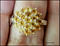 Silver Ring With Honey Color Citrine Cluster, Suitable For All Occasions
