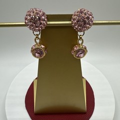 Vintage Sparkling BLANCA Clip on Pink Rhinstones Dangle Earrings. See pics.