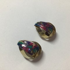 #1 Vintage 1980s Retro Multicolor Swirl Enamel Pierced Earrings from USA seller