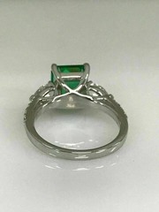 3.25Ct Art Deco Princess Lab Created Green Emerald Engagement 925 Silver Ring