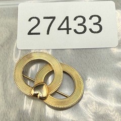Vintage Gold Filled Brooch Double Circle Heart Love Wedding