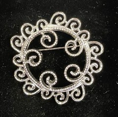 3 Sarah Coventry Signed Vintage Brooches Flower Apple Filigree