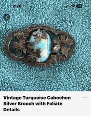 Vintage Mixed Lot 6 Brooches 925 Silver w/ Turquoise Cabochon & Bird Pins