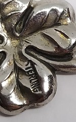 Vintage Sterling Silver Charm Shamrock lucky Clover 3D